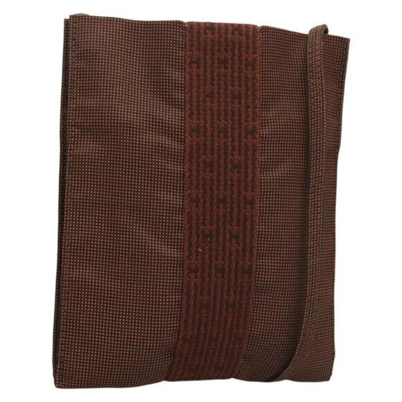 HERMES Her Line Shoulder Bag Canvas Brown Auth 134458 - Picture 1 of 16